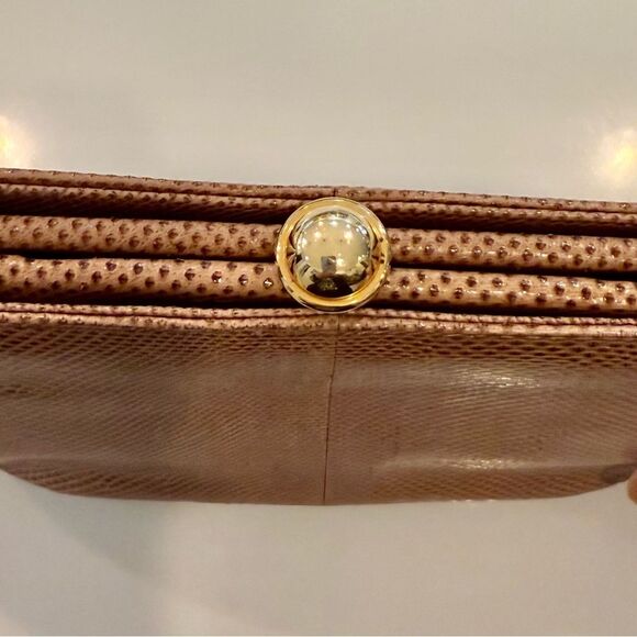 Snakeskin Tan with gold bottom clutch - Picture 3 of 5